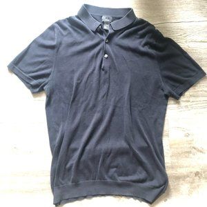 Silk Blend Navy Knit Polo Shirt